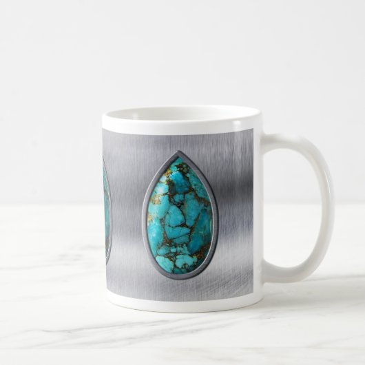 Türkis mit Silberverkleidung Kaffeetasse (Rechts)