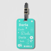 Türkis mit weißen Blume, individuell angepasst Gepäckanhänger (Vorderseite Vertikal)