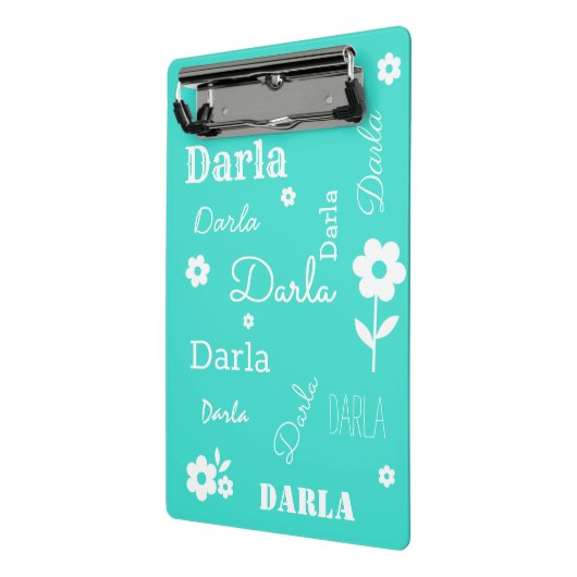 Türkis mit weißen Blume, individuell Mini Klemmbrett (Gewinkelt2)