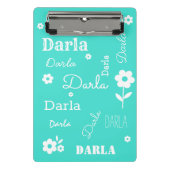 Türkis mit weißen Blume, individuell Mini Klemmbrett (Vorderseite)