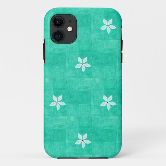 Türkis mit weißer Blume Case-Mate iPhone Hülle (Rückseite)