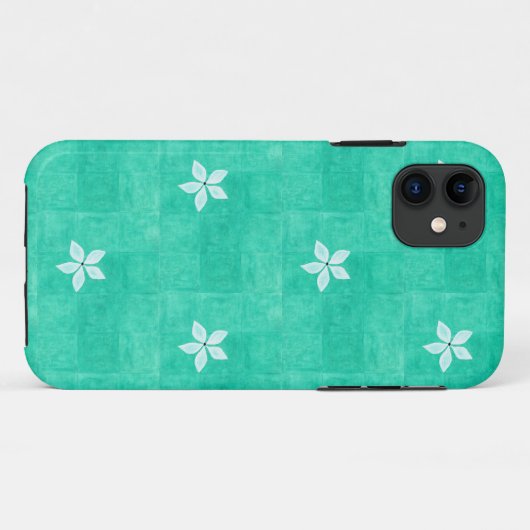 Türkis mit weißer Blume Case-Mate iPhone Hülle (Rückseite (Horizontal))