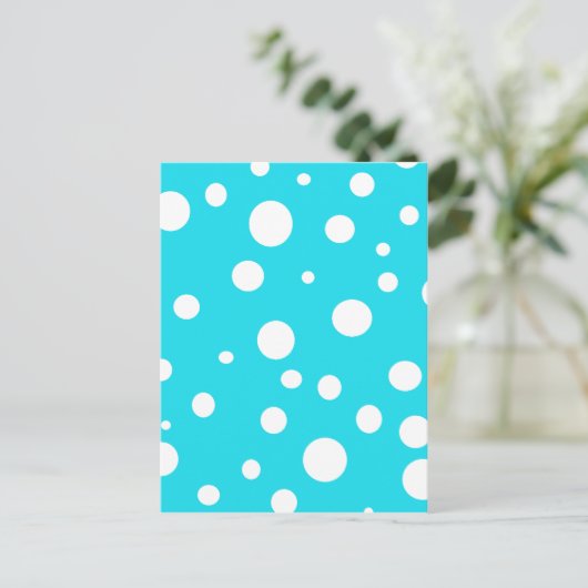Türkis mit White Polka Dots Fashion Fun Postkarte (Stehend Vorderseite)