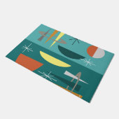 Türkis Mitte Jahrhundert Moderne Bodenmatte Fußmatte (Schrägansicht)