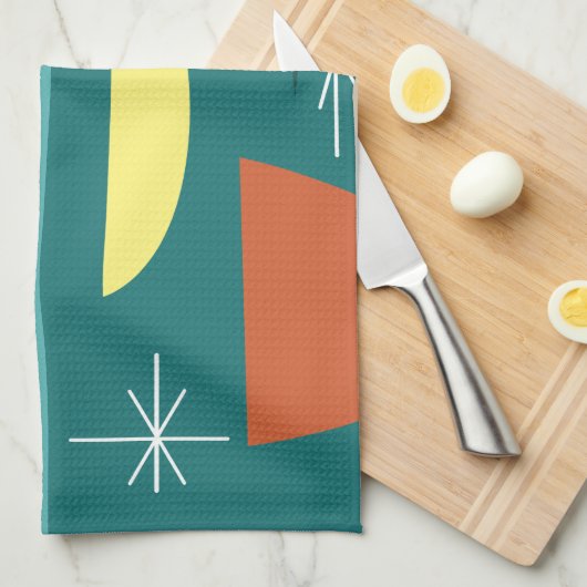 Türkis Mitte Jahrhundert Moderne Geschirrtuch (Viertel Falte)