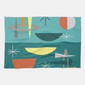 Türkis Mitte Jahrhundert Moderne Geschirrtuch (Horizontal)