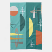 Türkis Mitte Jahrhundert Moderne Geschirrtuch (Vertikal)