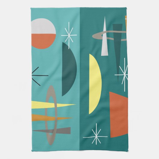 Türkis Mitte Jahrhundert Moderne Geschirrtuch (Vertikal)