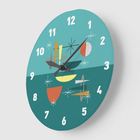 Türkis Mitte Jahrhundert Moderne Große Wanduhr (Winkel)