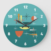 Türkis Mitte Jahrhundert Moderne Große Wanduhr (Vorderseite)