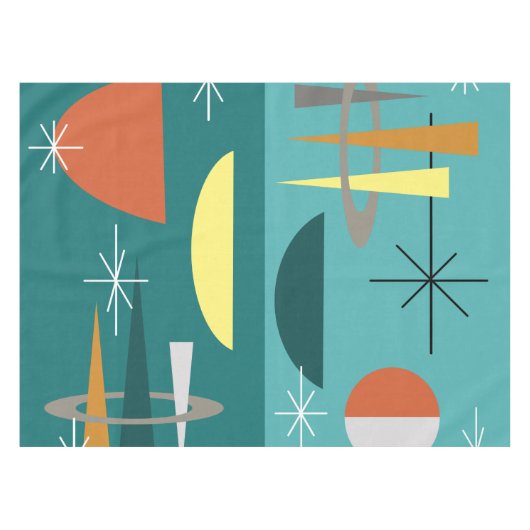 Türkis Mitte Jahrhundert Moderne Tischdecke (Vorderseite (Horizontal))