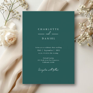 Türkis, modern, minimal, typografische Hochzeit Einladung