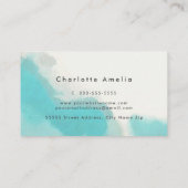 Türkis Moderne Elegante Wasserfarben Visitenkarte (Rückseite)