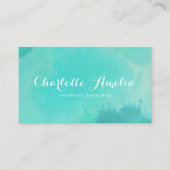 Türkis Moderne Elegante Wasserfarben Visitenkarte (Vorderseite)