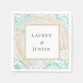 Türkis-Monogram Paper Napoleon Serviette (Vorderseite)