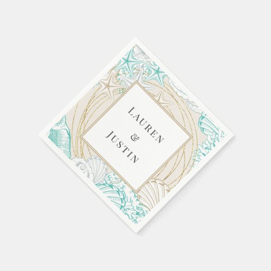 Türkis-Monogram Paper Napoleon Serviette (Ecke)