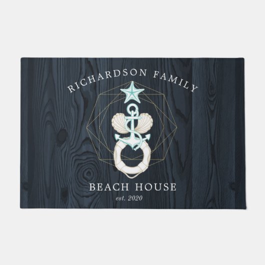 Türkis-Monogramm an der Küste Fußmatte (Vorderseite)