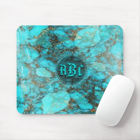 Türkis-Monogramm-Initialen CustomizeABLEs Mousepad (Mit Mouse)