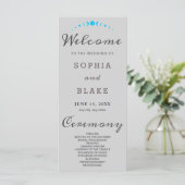 Türkis Moon Phases Light Gray Wedding Program (Stehend Vorderseite)