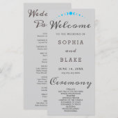 Türkis Moon Phases Light Gray Wedding Program (Vorne/Hinten)