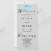 Türkis Moon Phases Light Gray Wedding Program (Vorderseite)