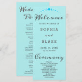 Türkis Moon Phases Pale Blue Wedding Program (Vorne/Hinten)