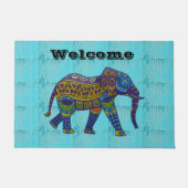 Türkis-Mosaik Elephant Door Mat Fußmatte (Vorderseite)