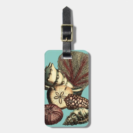 Türkis-Muschel und rote Korallen-Sammlung Gepäckanhänger (Vorderseite vertikal)