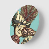 Türkis-Muschel und rote Korallen-Sammlung Runde Wanduhr (Winkel)