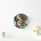 Türkis-Muschel und rote Korallen-Sammlung Runde Wanduhr (Zuhause)