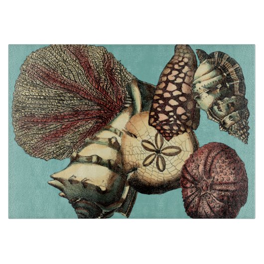 Türkis-Muschel und rote Korallen-Sammlung Schneidebrett (Vorderseite)