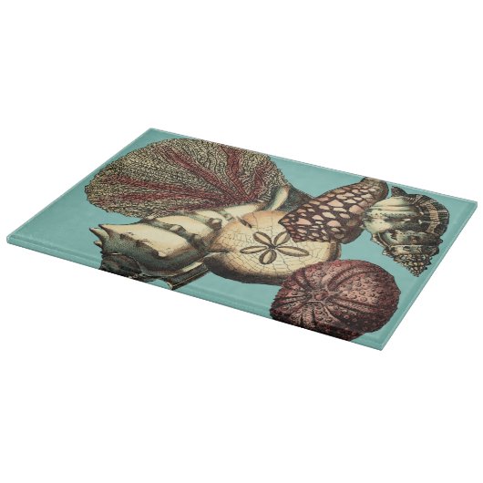 Türkis-Muschel und rote Korallen-Sammlung Schneidebrett (Ecke)