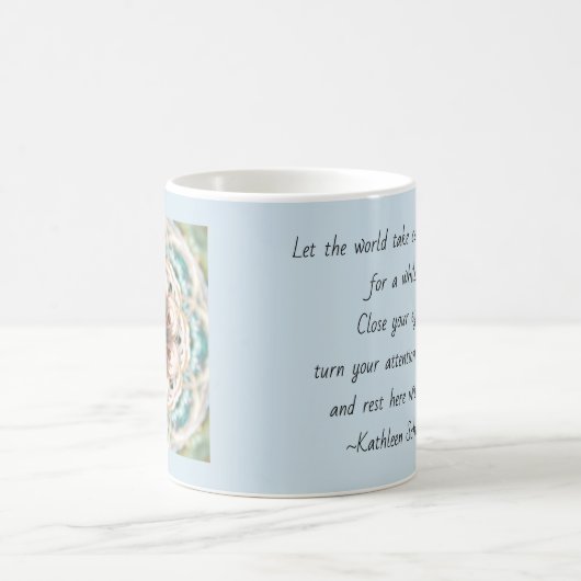 Türkis-Muschelmandala-Tasse mit Zitat Kaffeetasse (Mittel)