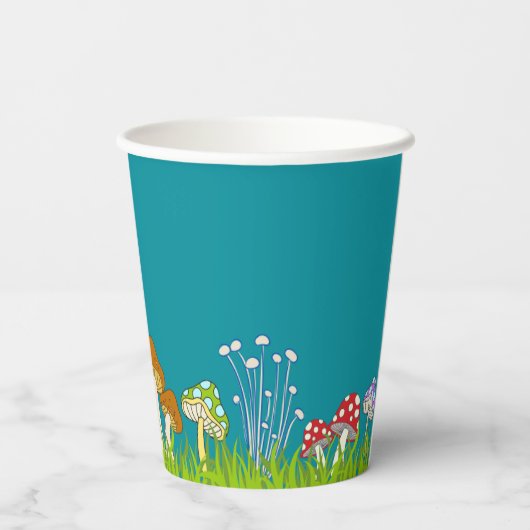 Türkis Mushroom Fairy Party Cups Pappbecher (Rückseite)