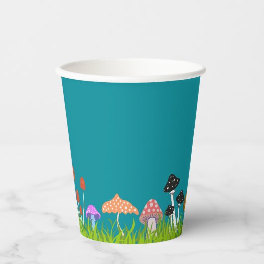 Türkis Mushroom Fairy Party Cups Pappbecher (Vorderseite)