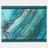 Türkis Musiknotens Kokopelli Fleece Blanket (Vorderseite (Horizontal))
