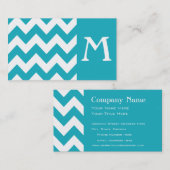 Türkis-mutige Zickzack Monogramm-Geschäfts-Karte Visitenkarte (Vorne/Hinten)