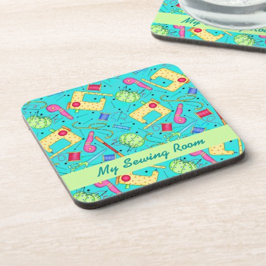 Türkis Nähen Art Cork Untersetzer (Linke Seite)