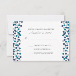 Türkis Navy Gray Polka Dot Wedding Response RSVP Karte