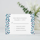 Türkis Navy Gray Polka Dot Wedding Response RSVP Karte (Stehend Vorderseite)
