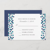Türkis Navy Gray Polka Dot Wedding Response RSVP Karte (Vorne/Hinten)