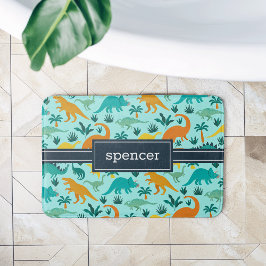 Türkis | Niedlich farbige Dinosaurier Muster Kids  Badematte