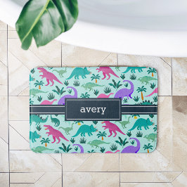 Türkis | Niedlich farbige Dinosaurier Muster Kids  Badematte