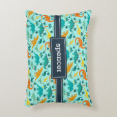 Türkis | Niedlich farbige Dinosaurier Muster Kids Dekokissen (Vorderseite(Vertikal))