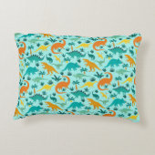 Türkis | Niedlich farbige Dinosaurier Muster Kids Dekokissen (Rückseite)