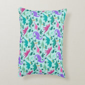 Türkis | Niedlich farbige Dinosaurier Muster Kids  Dekokissen (Rückseite(Vertikal))