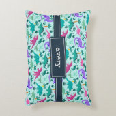 Türkis | Niedlich farbige Dinosaurier Muster Kids  Dekokissen (Vorderseite(Vertikal))