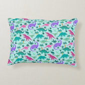 Türkis | Niedlich farbige Dinosaurier Muster Kids  Dekokissen (Rückseite)