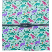 Türkis | Niedlich farbige Dinosaurier Muster Kids Duschvorhang (Vorderseite)