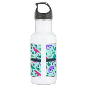 Türkis | Niedlich farbige Dinosaurier Muster Kids Edelstahlflasche (Rückseite)